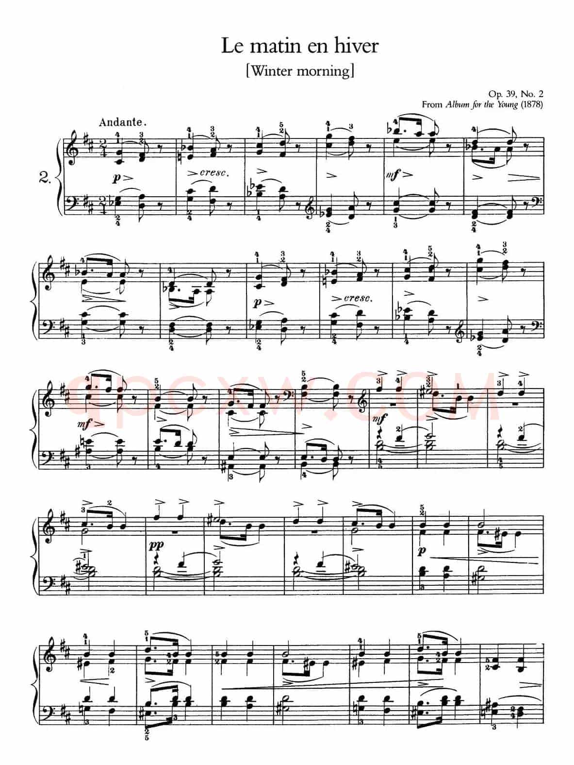 Album for the Young Op.39(儿童钢琴曲集)(2. 一个冬天的清晨 A Winter Morning)