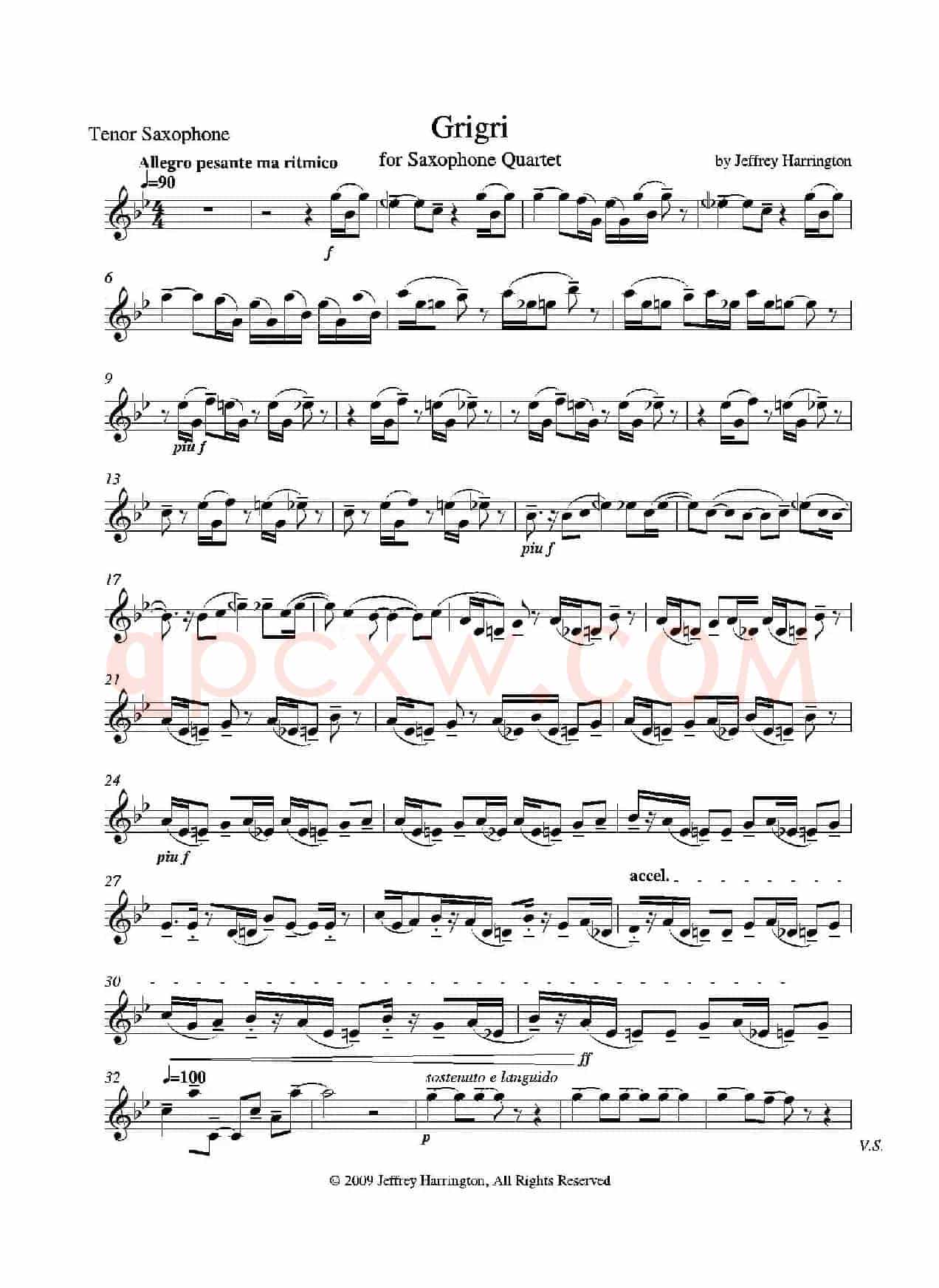 Grigri（四重奏次中音萨克斯分谱）