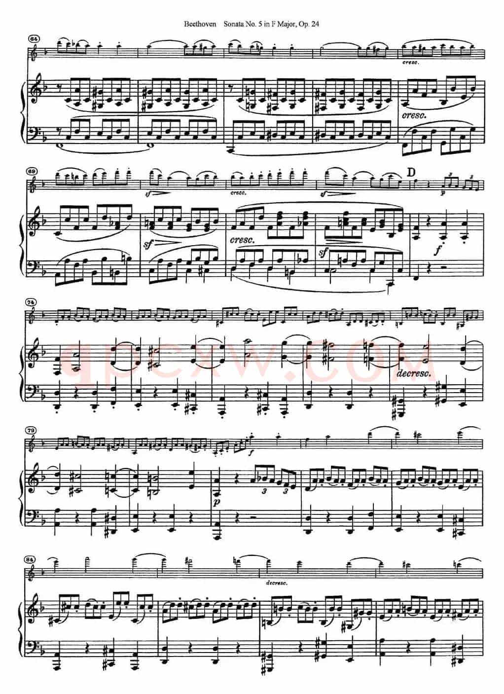Violin Sonata No.5 in F Major Op.24（小提琴+钢琴伴奏）
