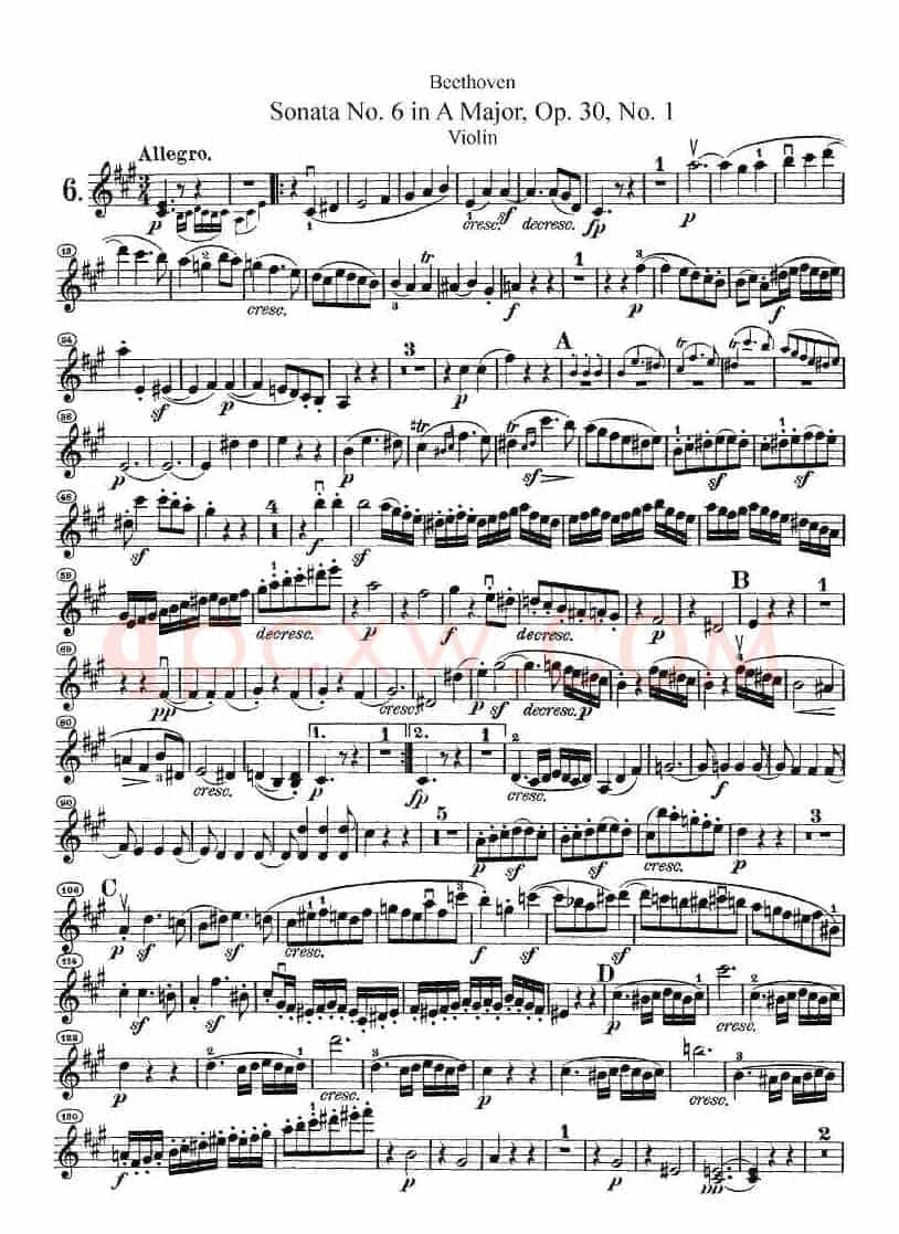 Sonata No.6 in A Major，Op.30，No.1（第六号小提琴奏鸣曲A大调op.）
