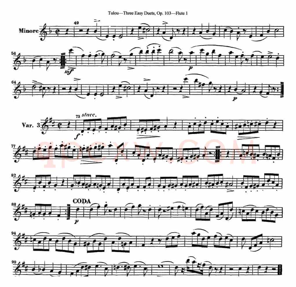 图露三首长笛简易重奏曲Op.103（Flute 1）（NO.1）