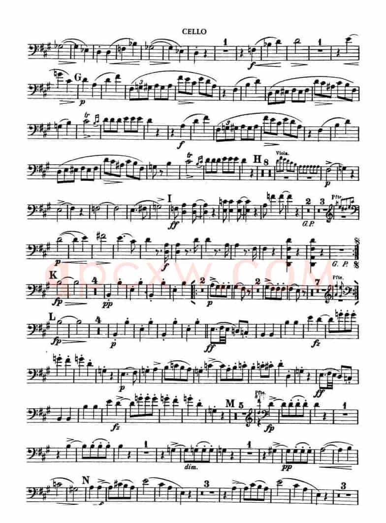 TROUT-QUARTET（大提琴谱）