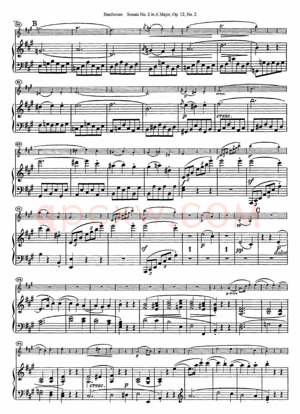 Violin Sonata No.2 in A Major Op.12 No.2（小提琴+钢琴伴奏）