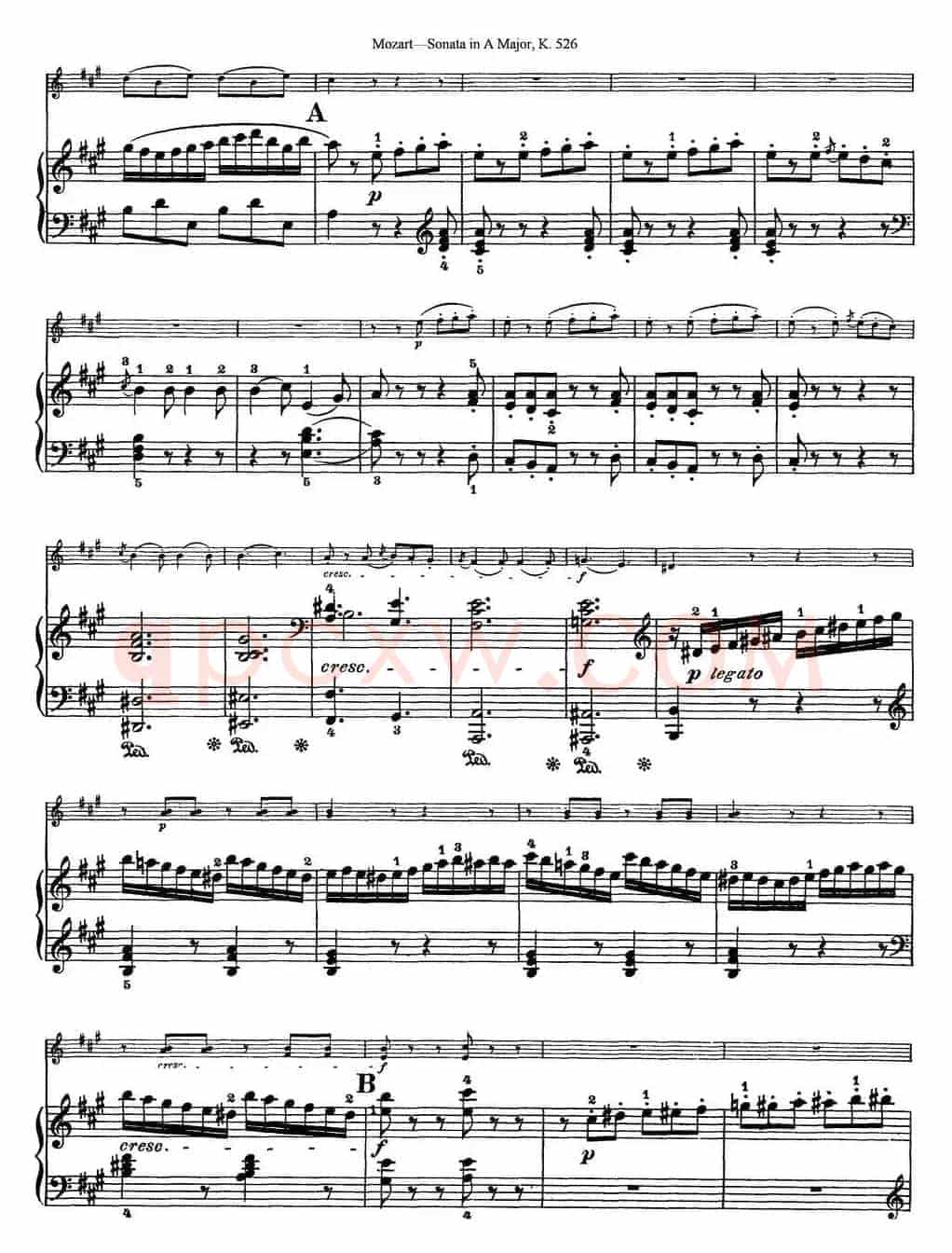 Violin Sonata in A Major K.526（小提琴+钢琴伴奏）