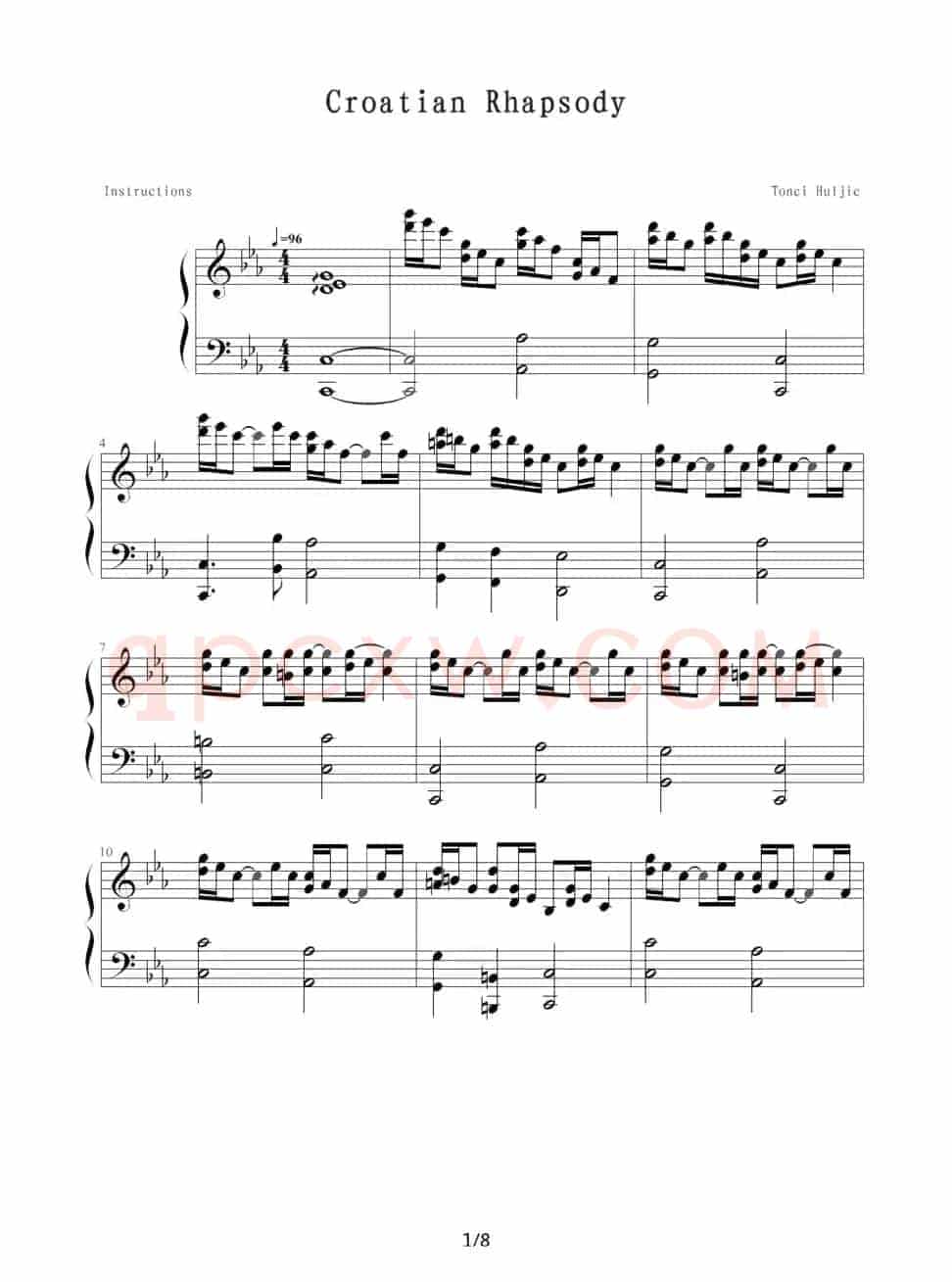 克罗地亚狂想曲（Tonci Huljie 制谱版）