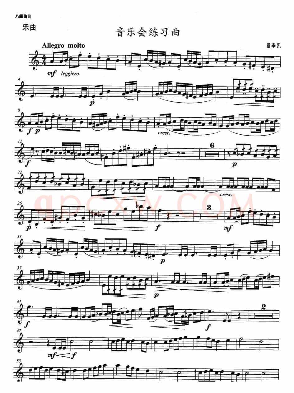 小号考级八级：音乐会练习曲
