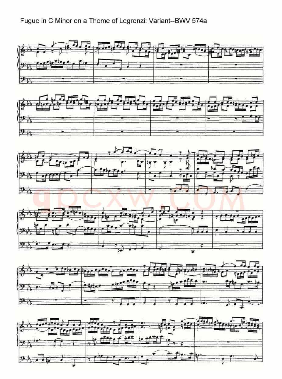 Fugue in C Minor on a Theme of Legrenzi: Variant--BWV 574a（管风琴）