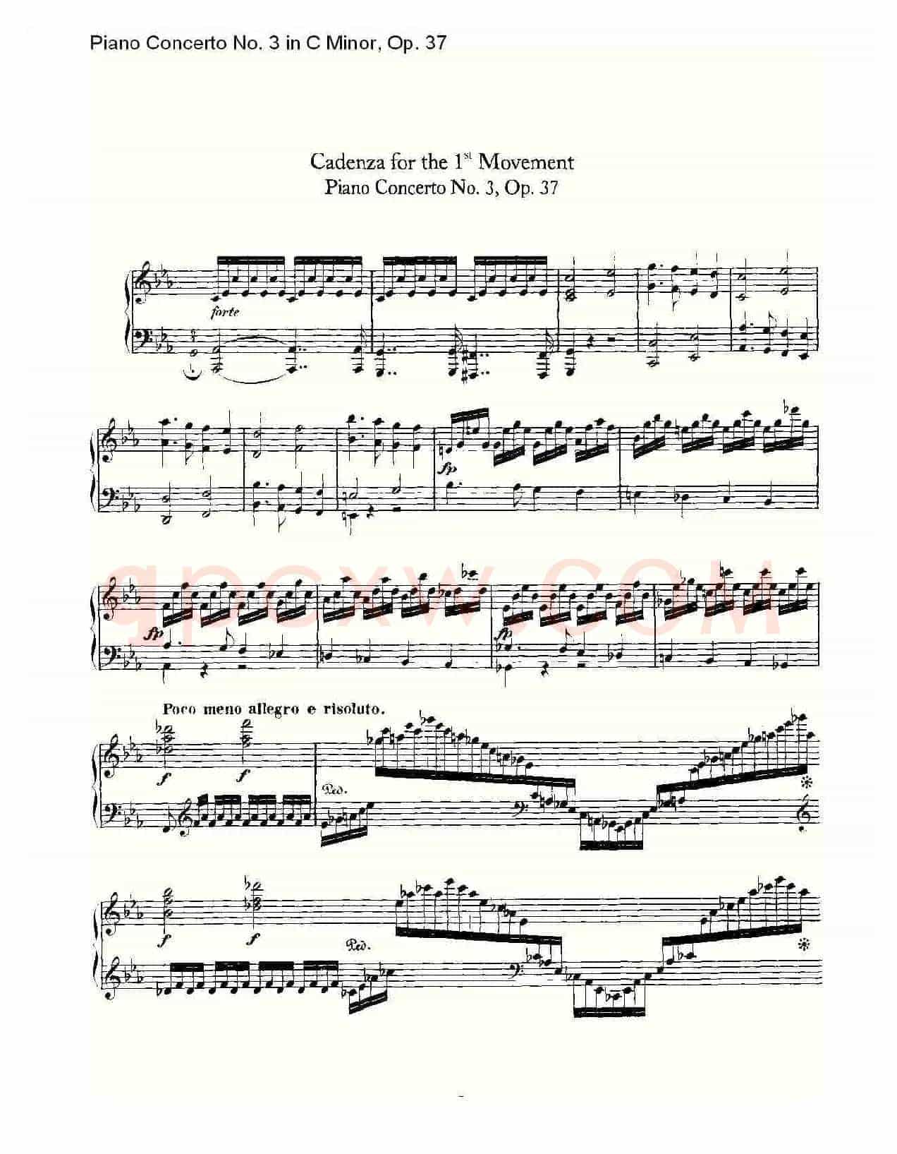 C小调钢琴第三协奏曲 Op.37  华彩乐章