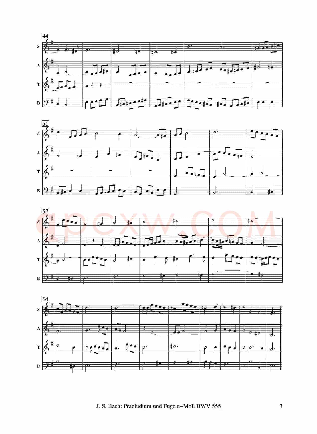 Praeludium und Fuge e-Moll（四重奏总谱+分谱）