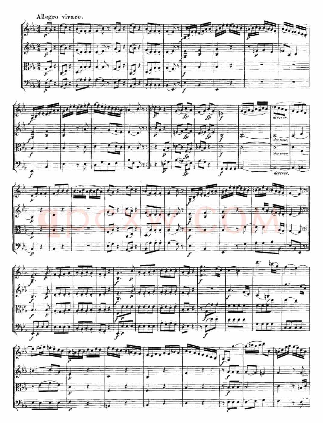Mozart《Quartet No.16 in Eb Major,K.428》（总谱）