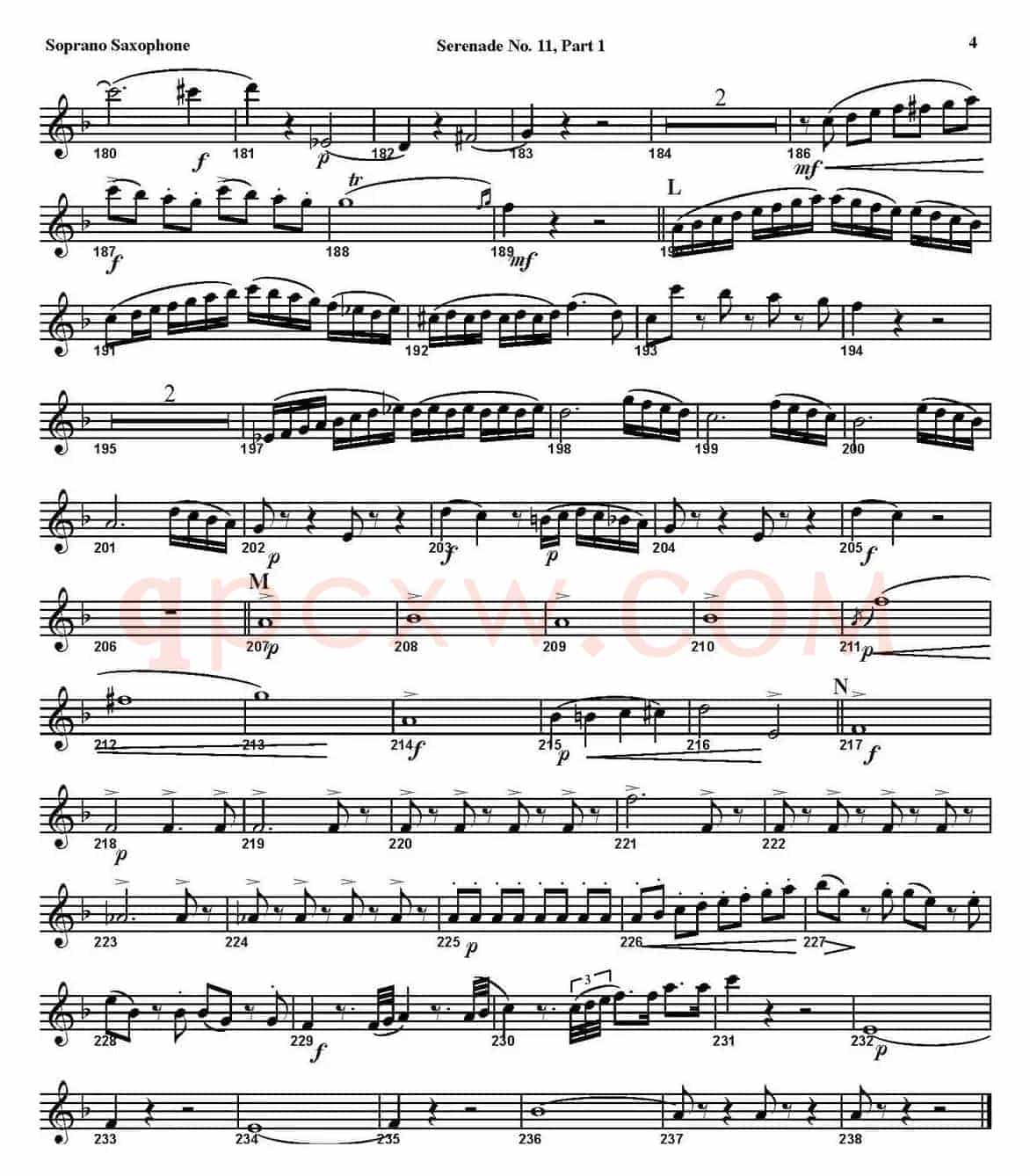 SERENADE No.11 in Eb，K.375 Part 1（四重奏·高音萨克斯分谱）