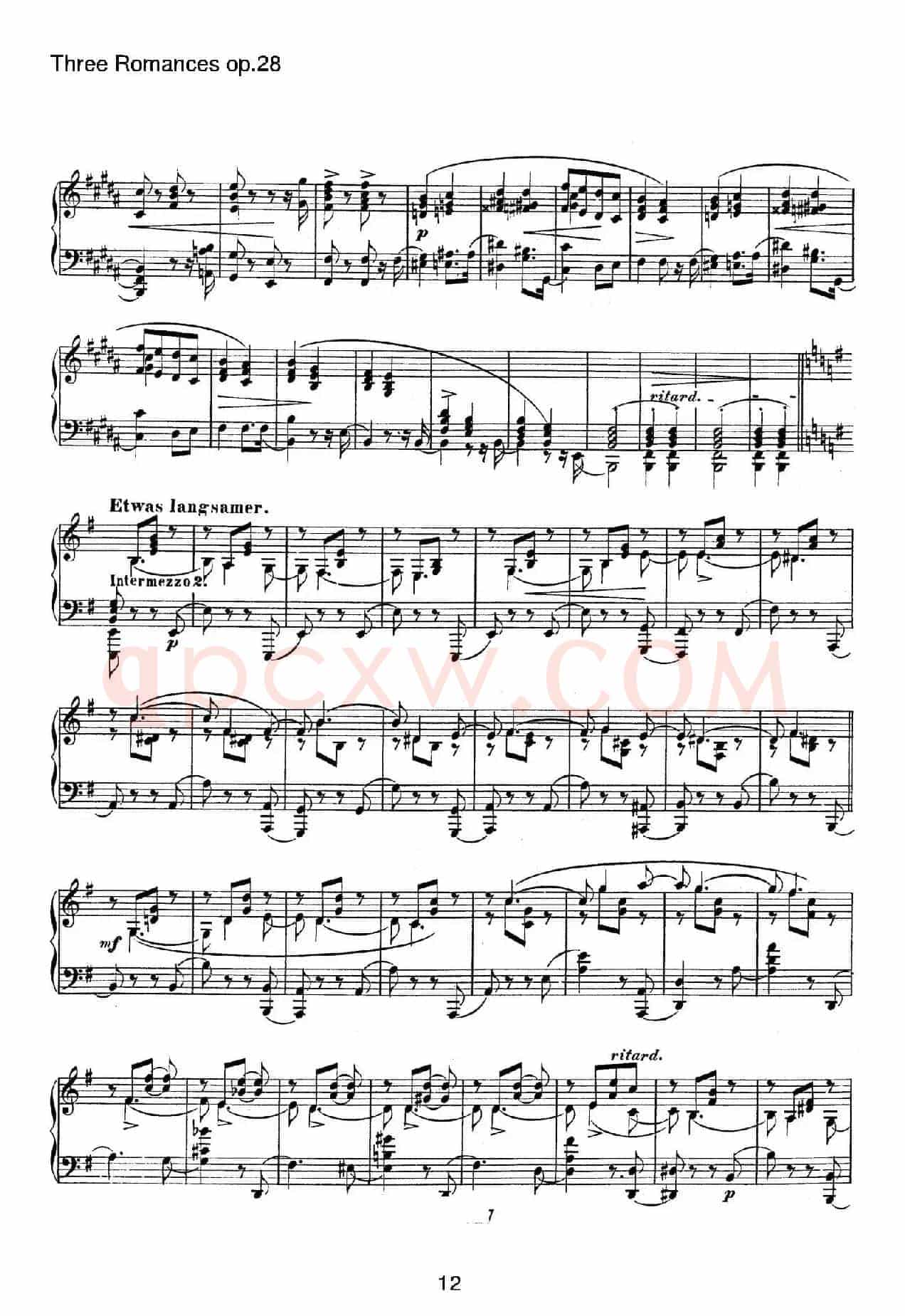 3 Romances Op.28(3首浪漫曲·Ⅲ)