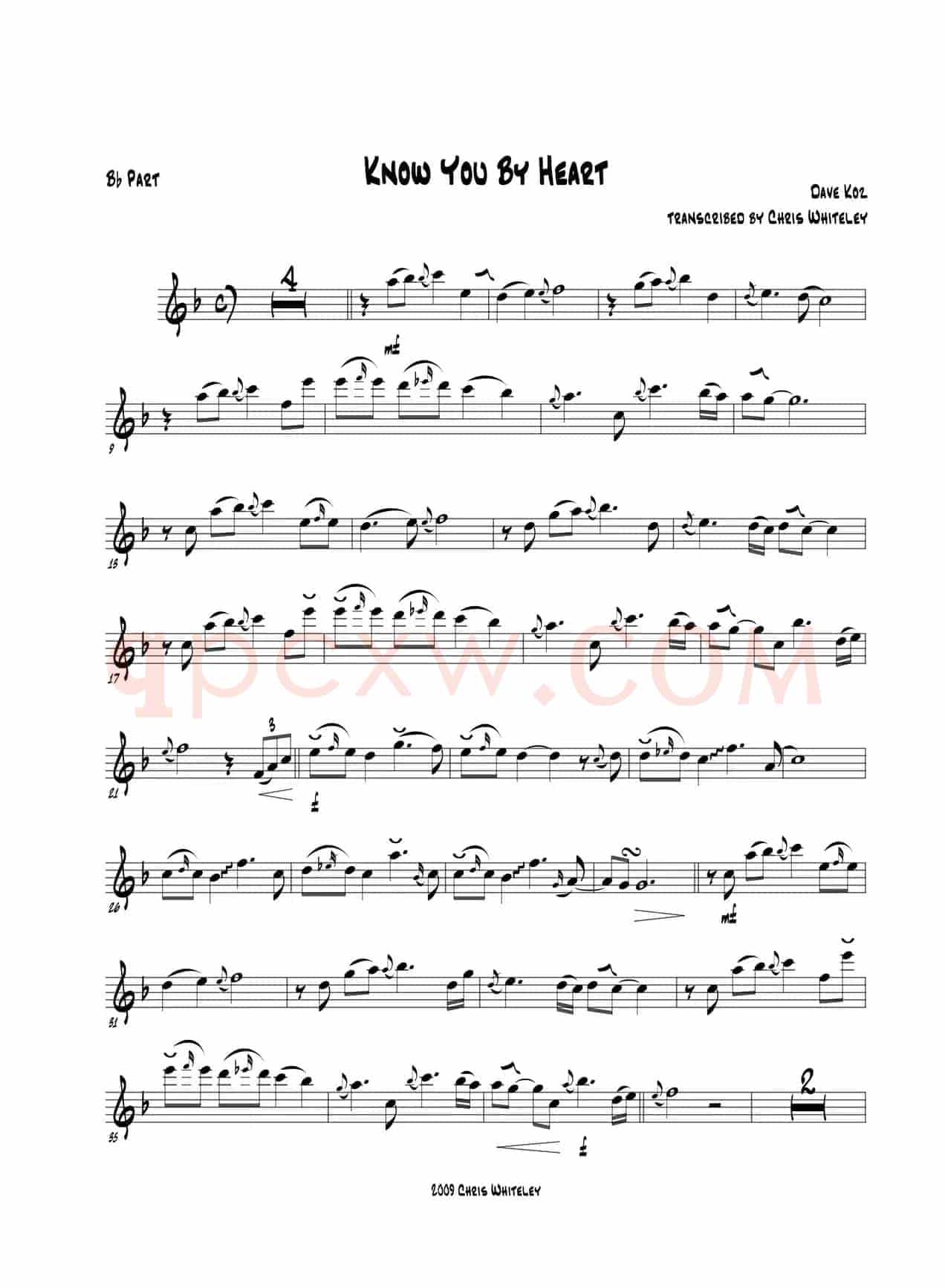 Know You By Heart（次中音萨克斯）
