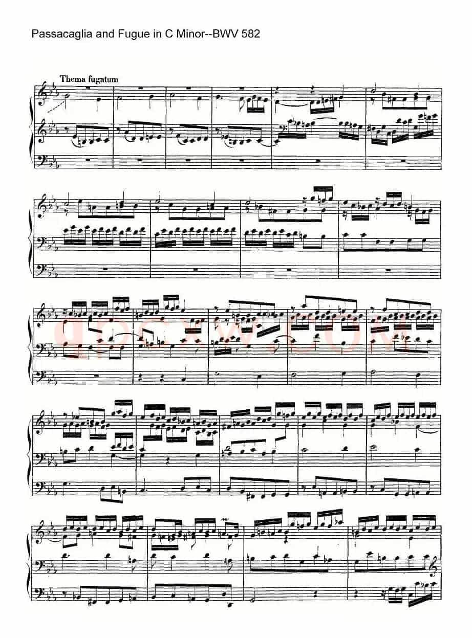 Passacaglia and Fugue in C Minor--BWV 582(管风琴谱)