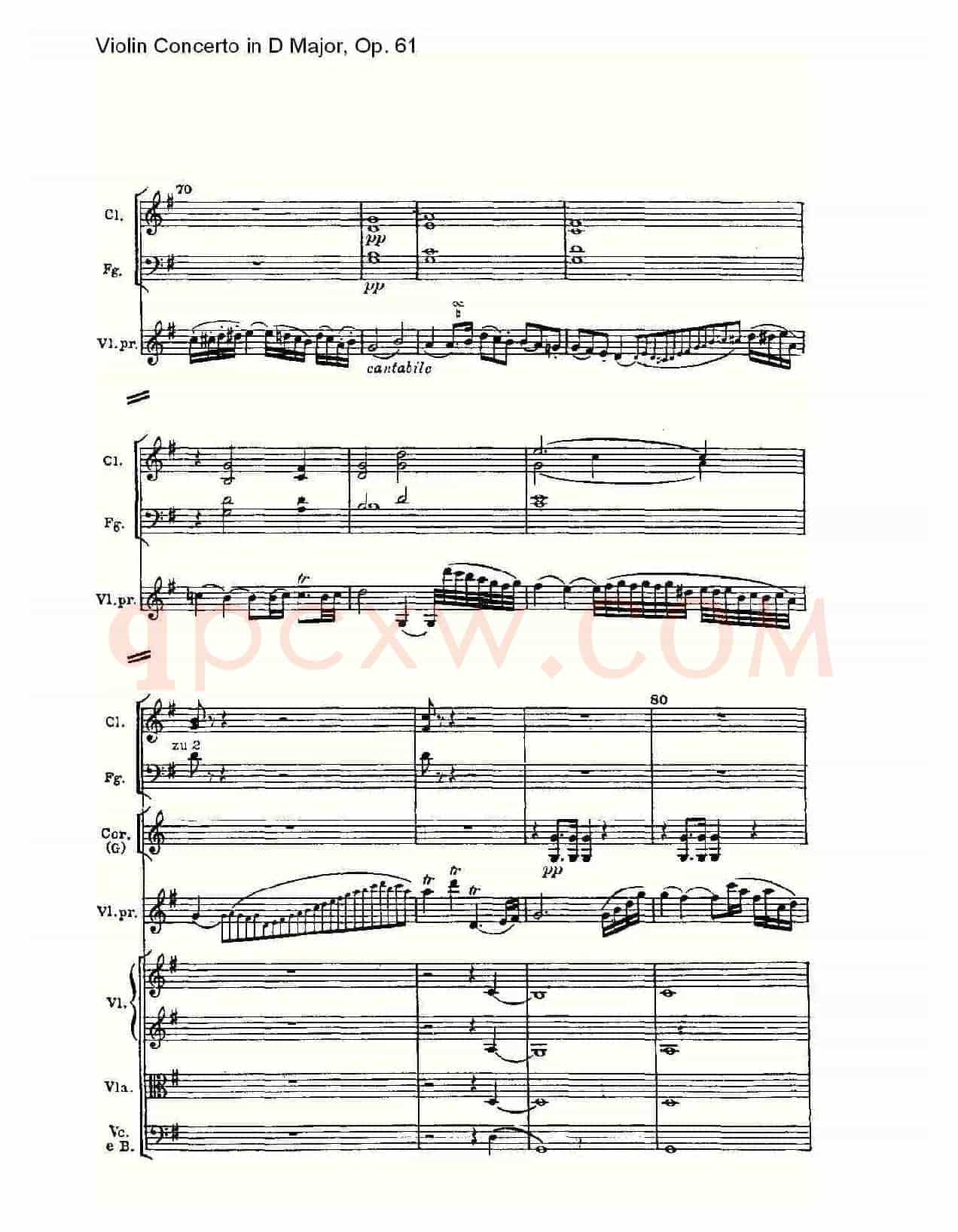 D大调小提琴协奏曲 Op.61 第二乐章