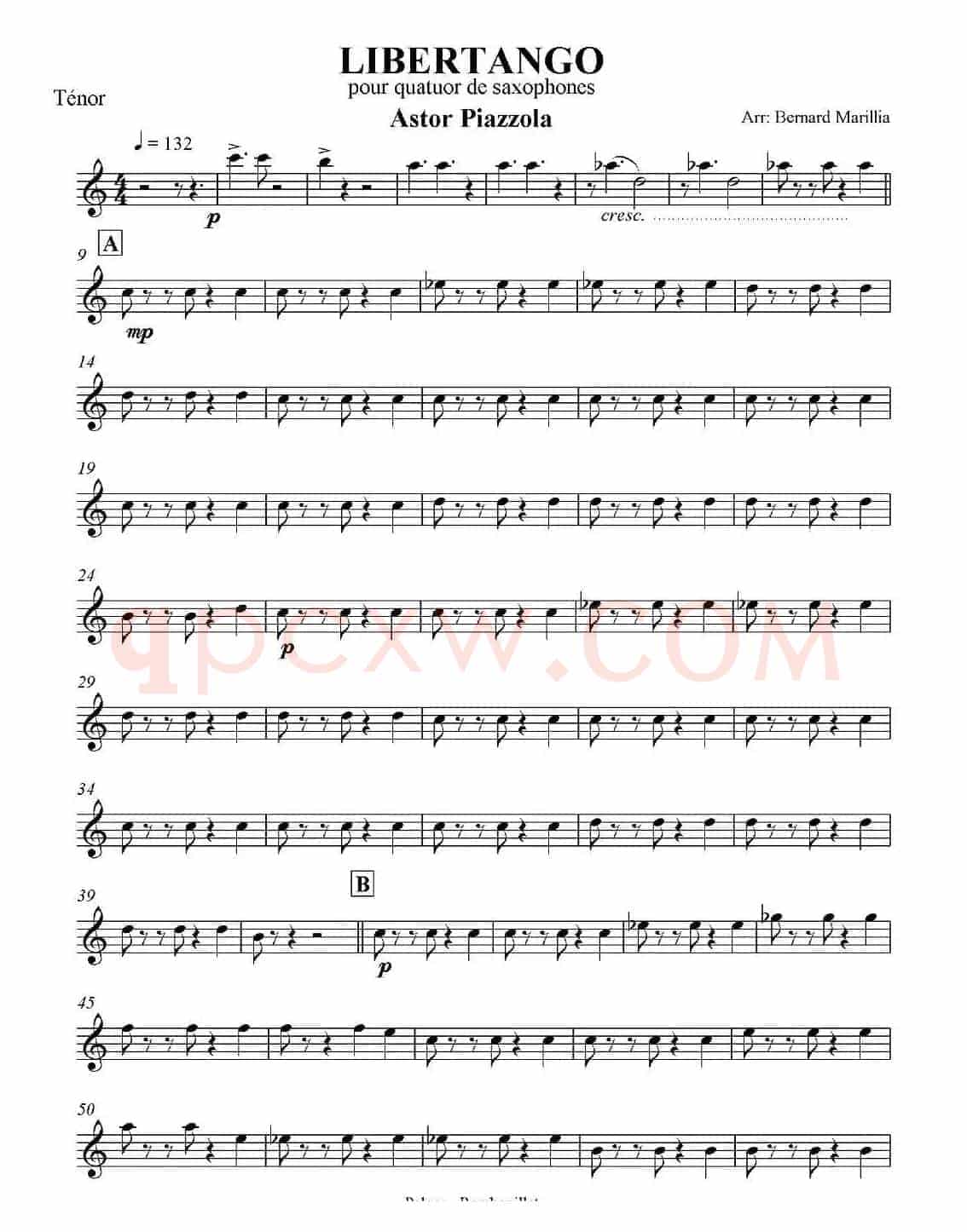 LIBERTANGO（探戈灵魂）（四重奏之次中音萨克斯分谱）