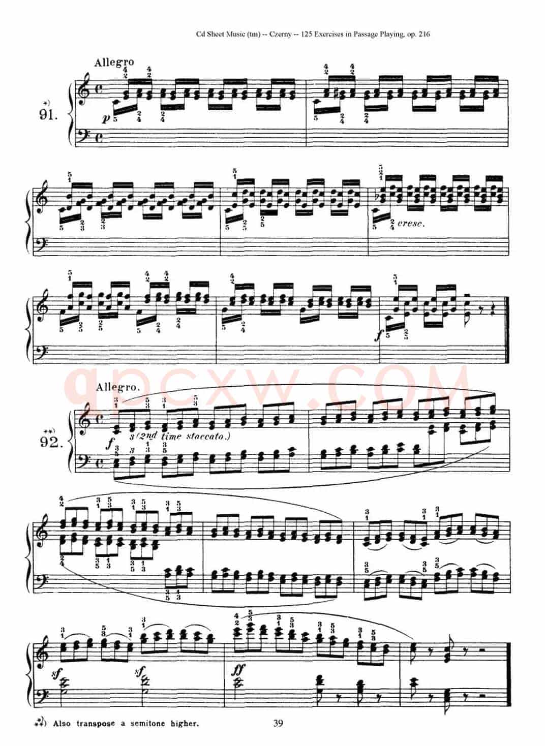 125 Exercises in Passage Playing Op.261（车尔尼125首钢琴短乐句练习曲（79——94）