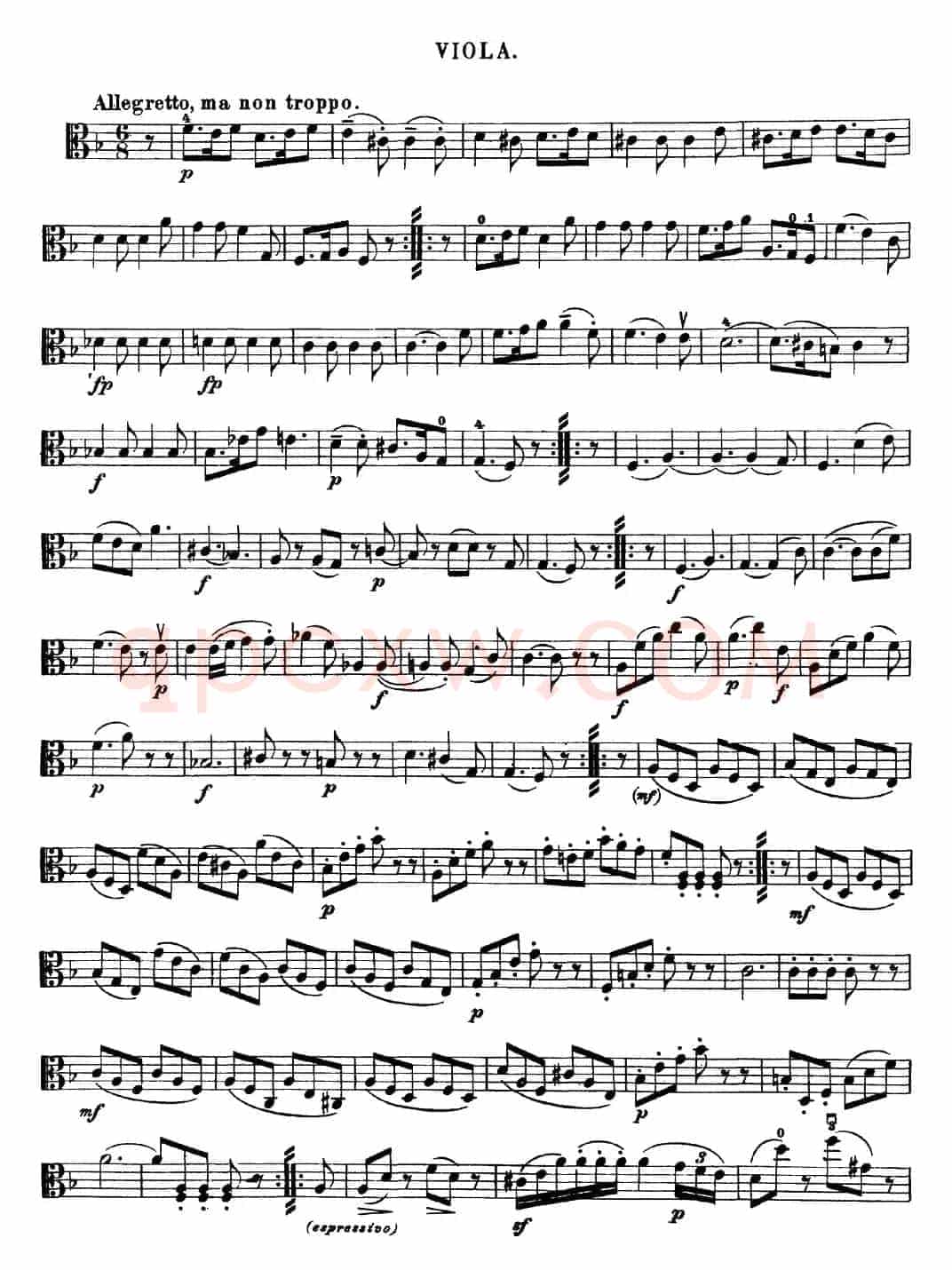 Mozart《Quartet No.15 in D Minor,K.421》（Viola分谱）