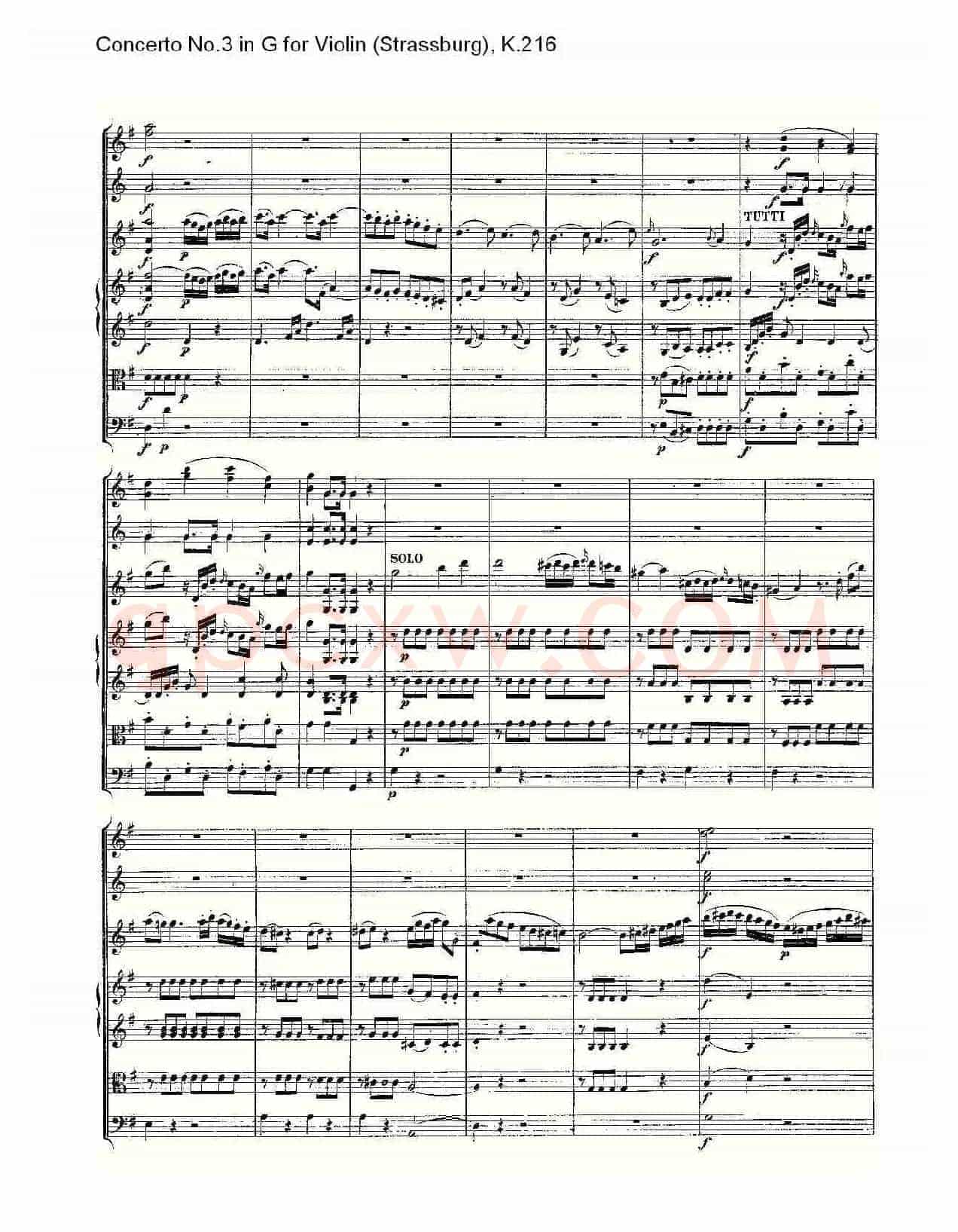 Concerto No.3 in G for Violin K.216(G调小提琴第三协奏曲, K)