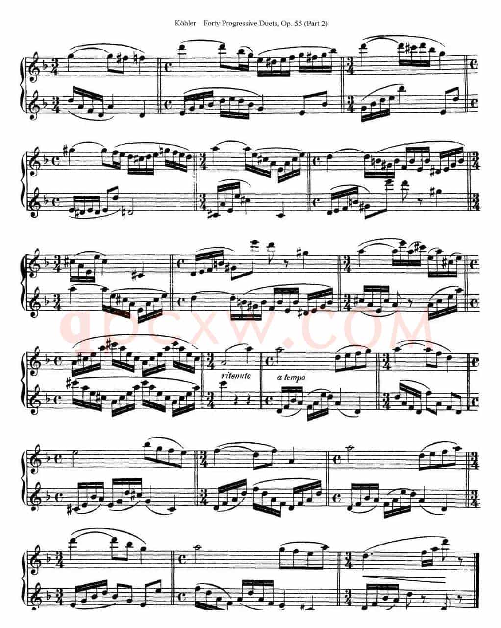 柯勒40首长笛提高练习曲OP.55（二重奏）（NO.5）