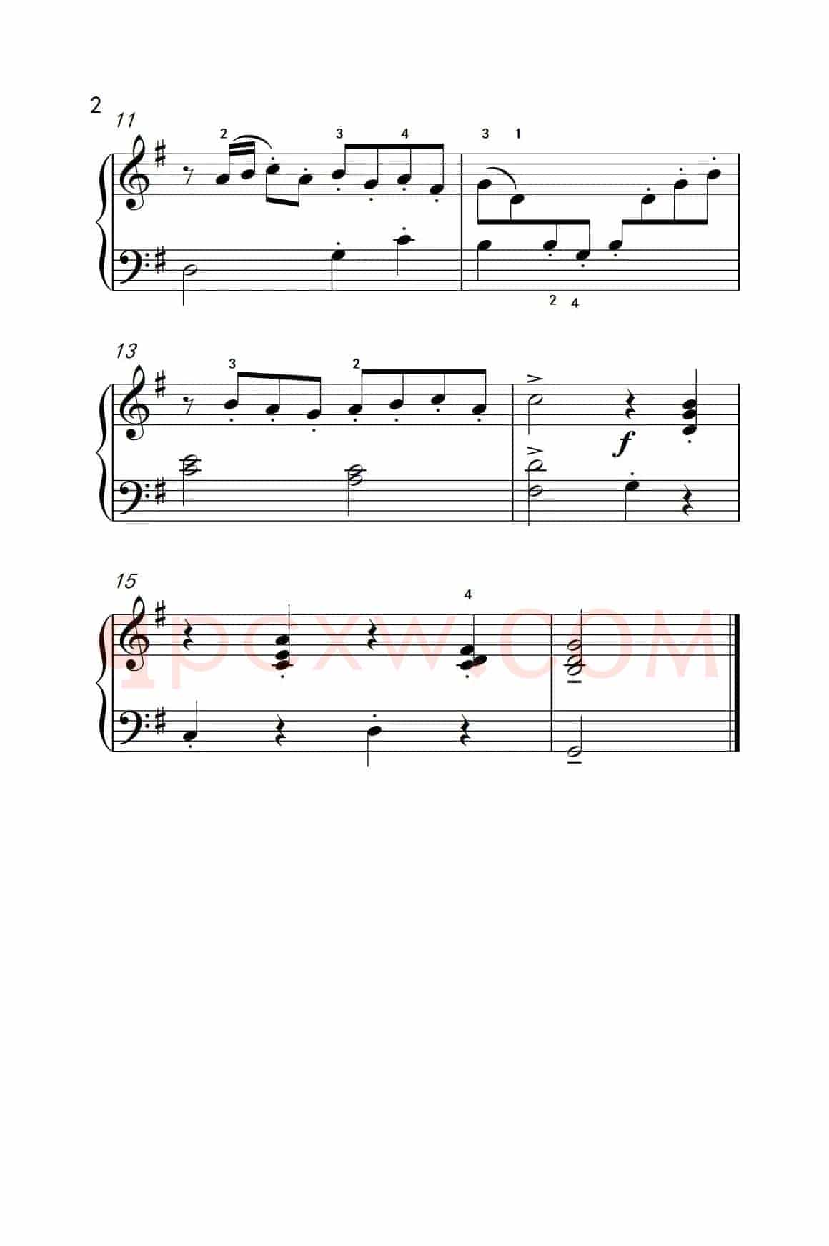 加沃特舞曲（约翰·汤普森 成人钢琴教程 第二册）