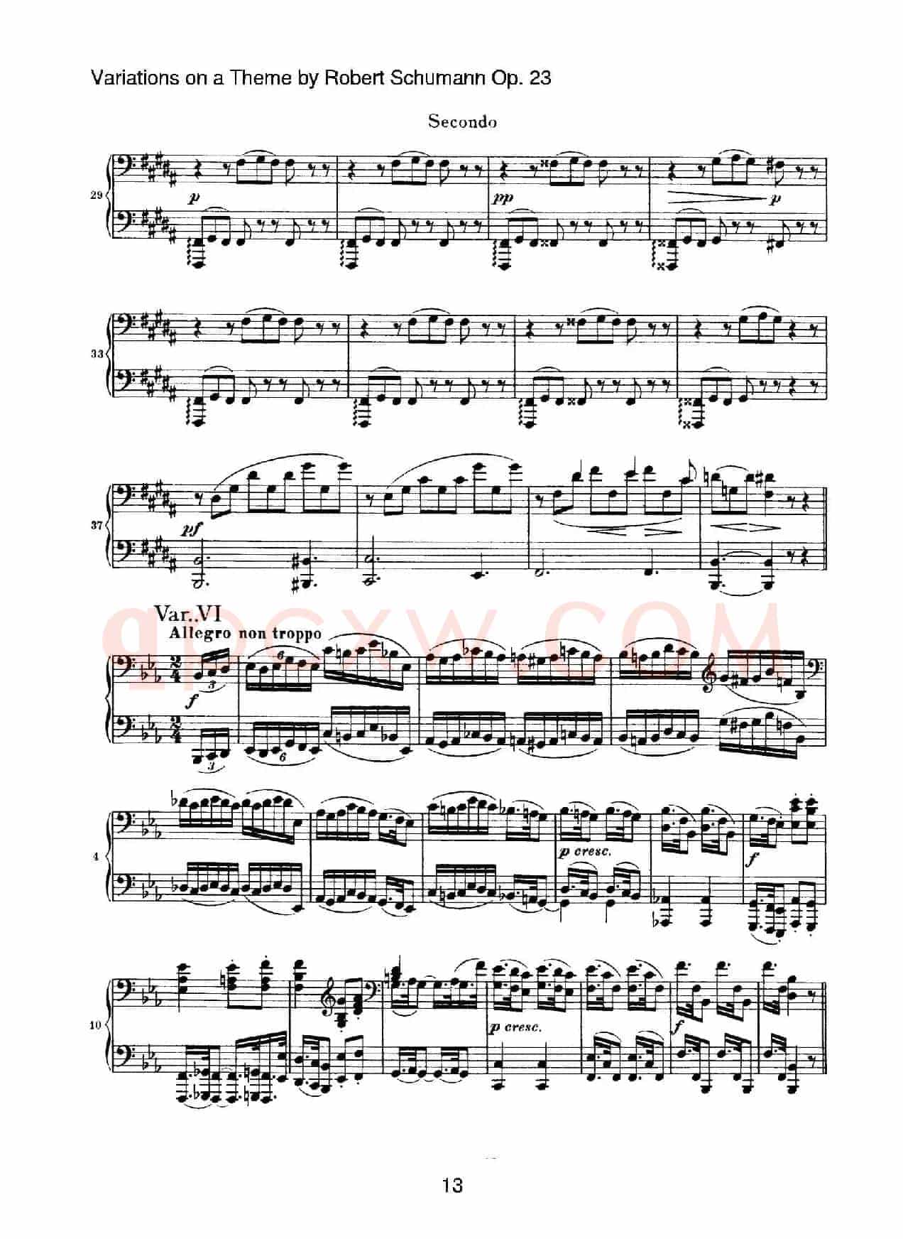 Variations on a Theme by Robert Schumann Op.23(舒曼主题变奏曲)(四手联弹)