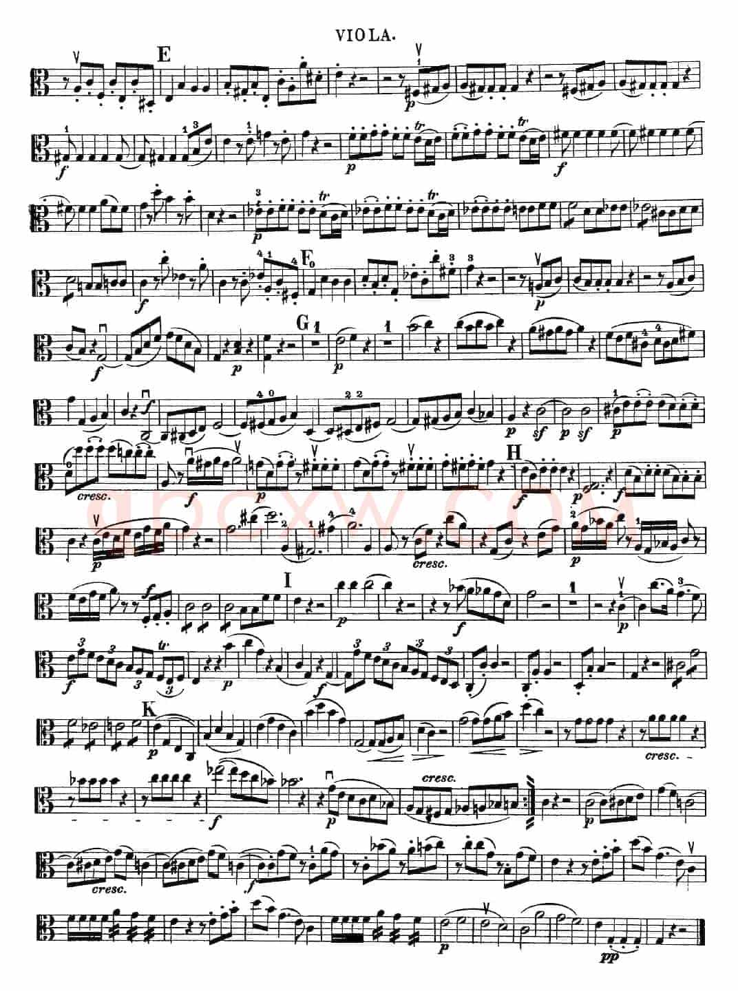Mozart《Quartet No.19 in C Major,K.465》（Viola分谱）
