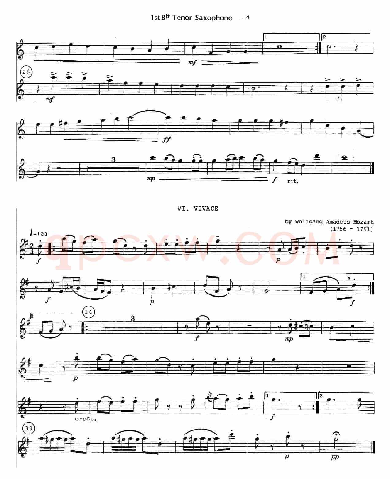 six for three（次中音三重奏第一萨克斯分谱）