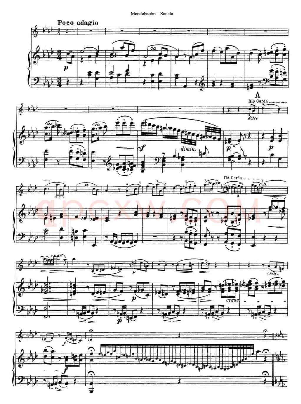 Mendelssohn Violin Sonata（小提琴+钢琴伴奏）