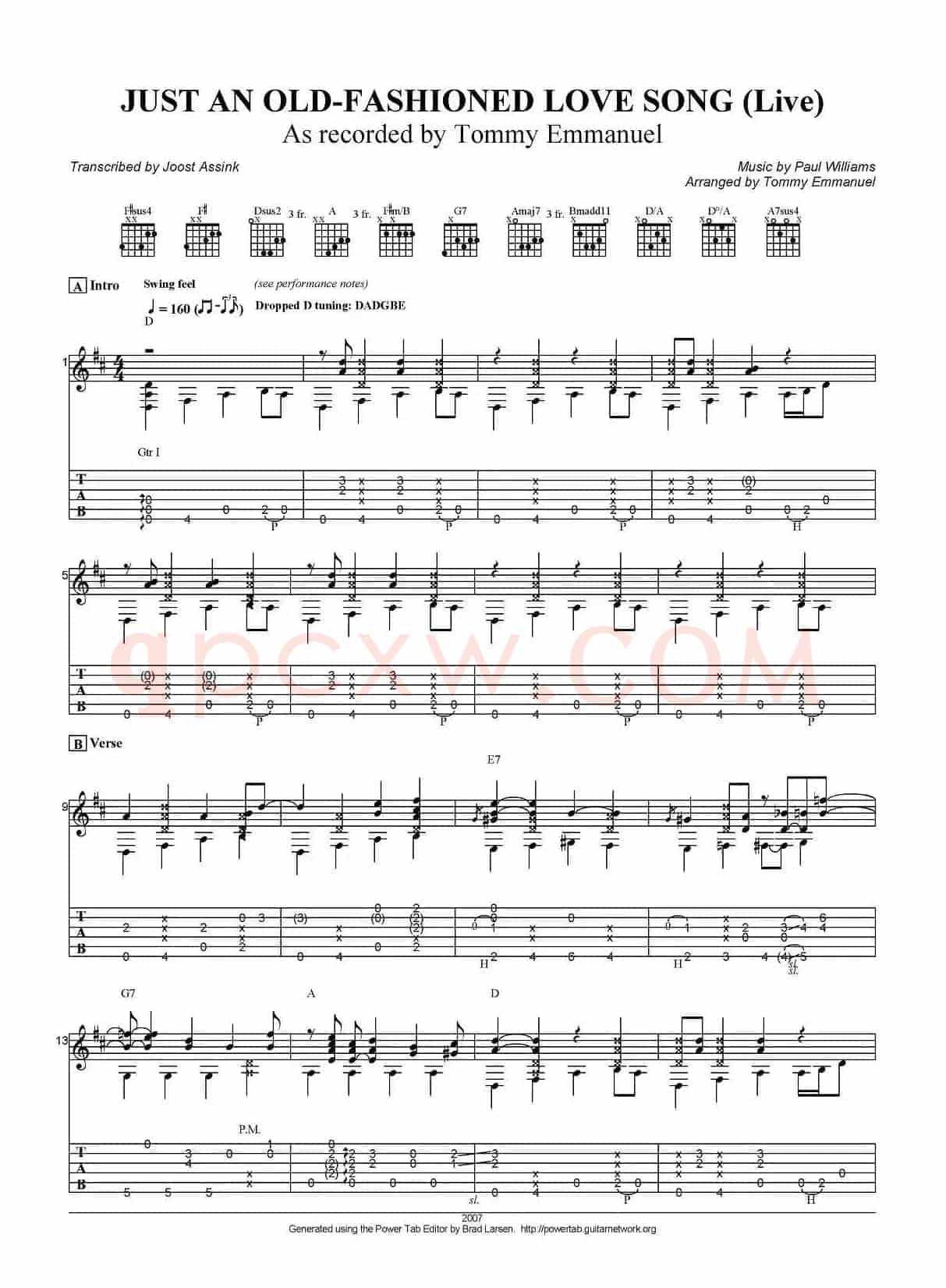 tommy emmanuel：just an old fashioned love song（指弹吉他）