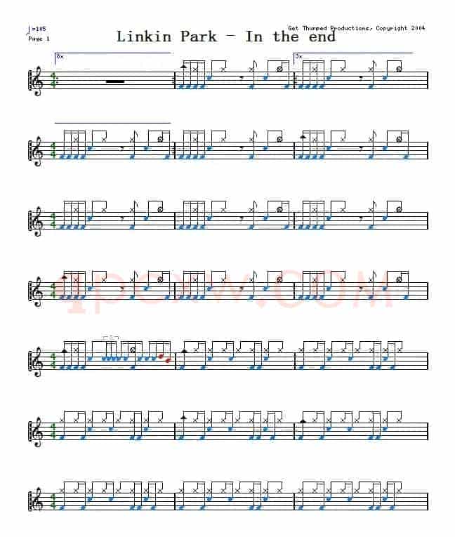 爵士鼓谱：Linkin Park - In the end