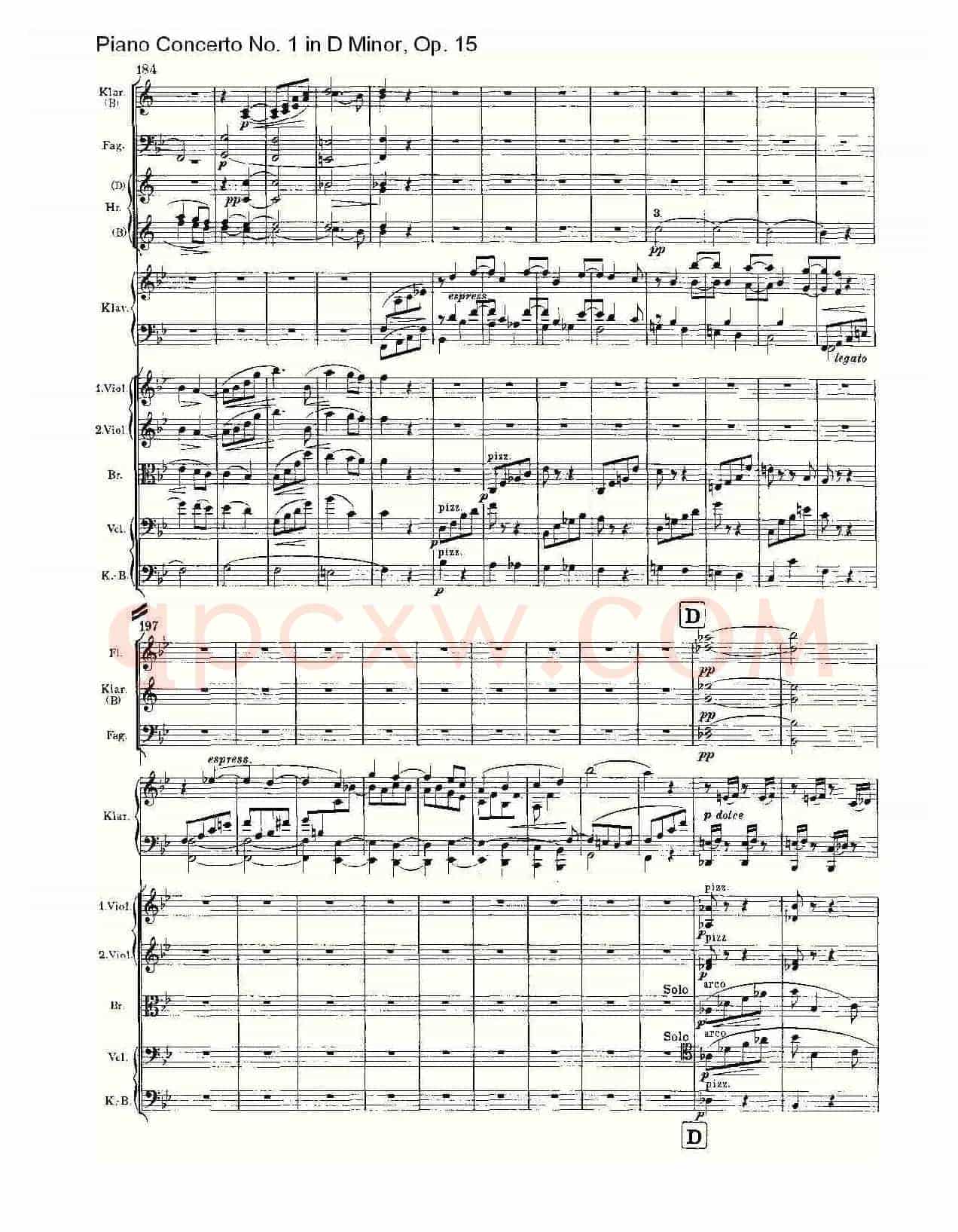 D小调钢琴第一协奏曲, Op.15第三乐章(一)