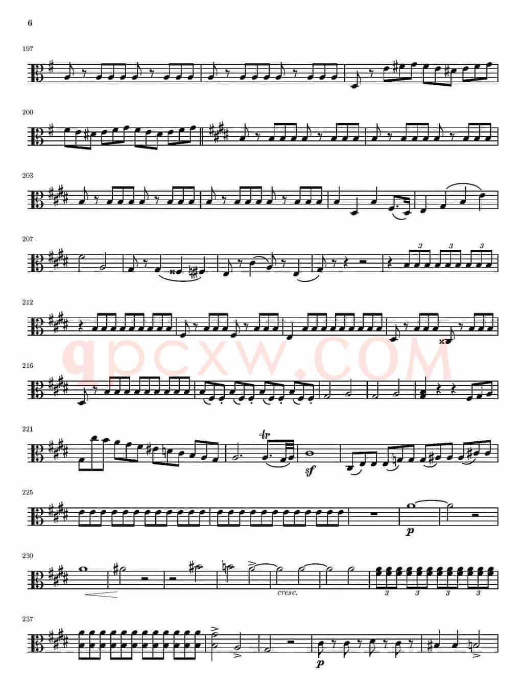 String Quartet nr.18 in E minor（E小调弦乐四重奏）（中提琴分谱）