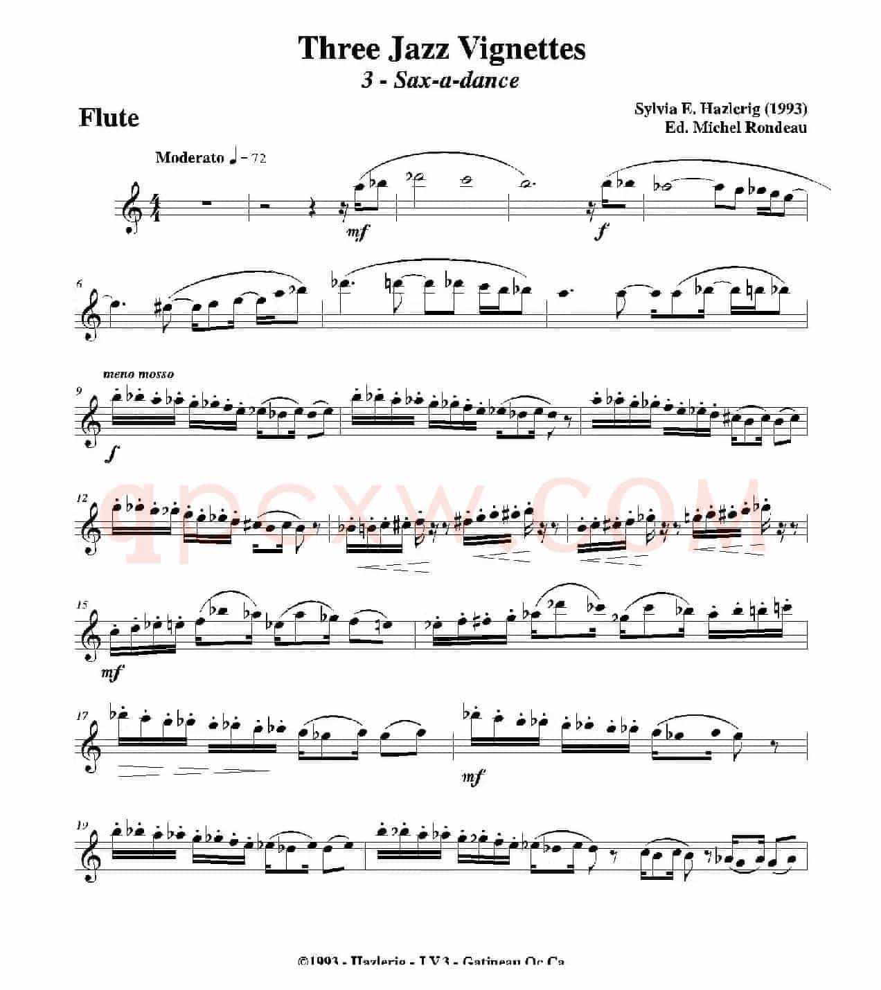 Three jazz vignettes（第三乐章）（三重奏长笛分谱）