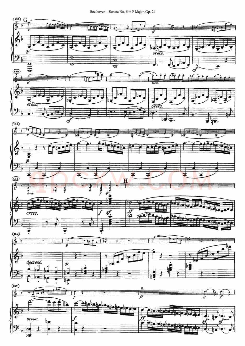 Violin Sonata No.5 in F Major Op.24（小提琴+钢琴伴奏）