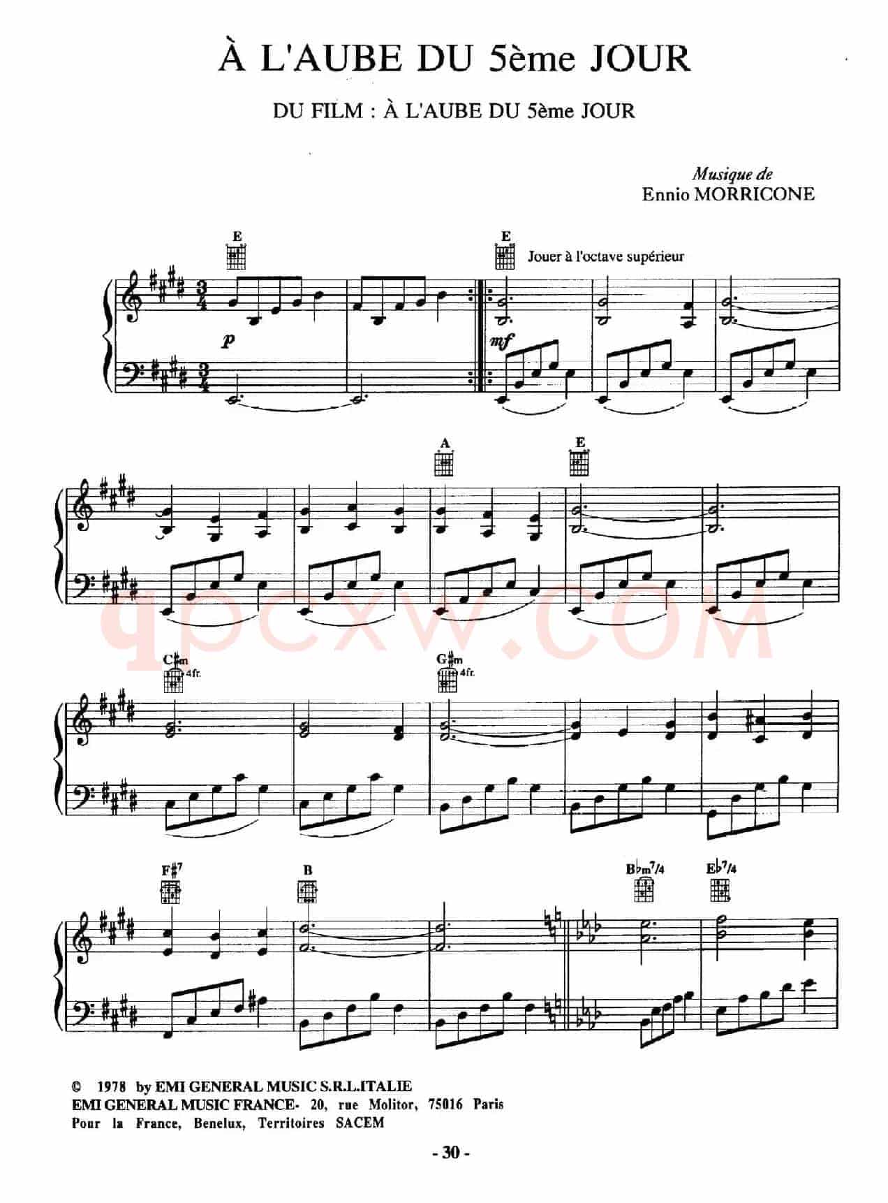 电影配乐大师莫瑞康最佳20首钢琴谱（Best of Ennio Morricone·9）