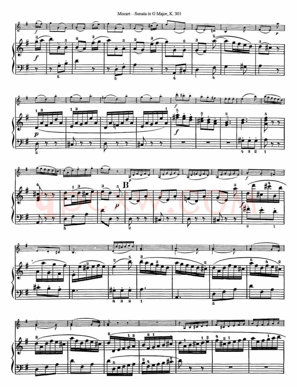 Violin Sonata in G Major K.301（小提琴+钢琴伴奏）