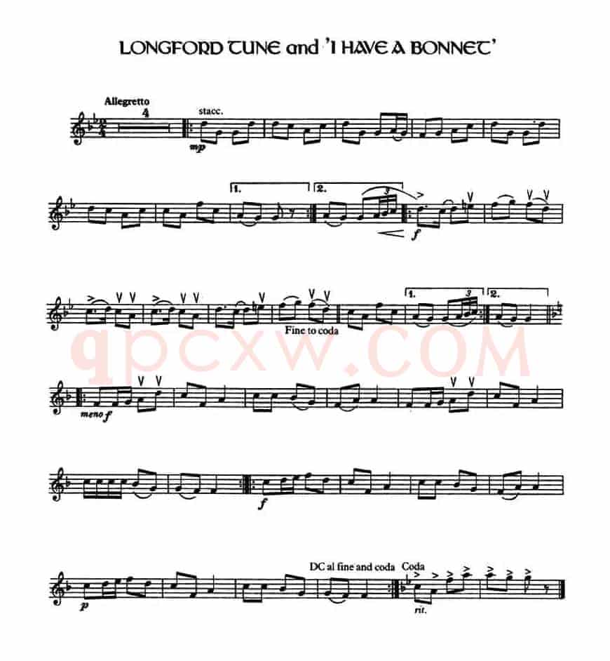 Longford Tune and ‘I Have a Bonnet’ （爱尔兰曲调）