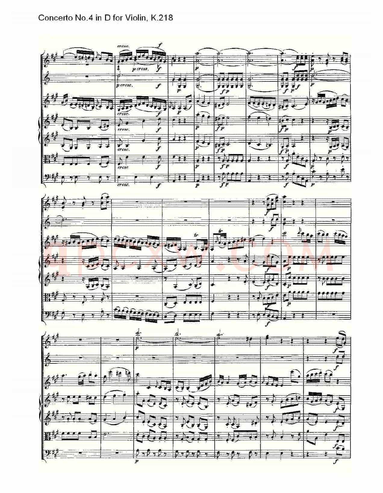 Concerto No.4 in D for Violin, K.218（D调小提琴第四协奏曲，K）