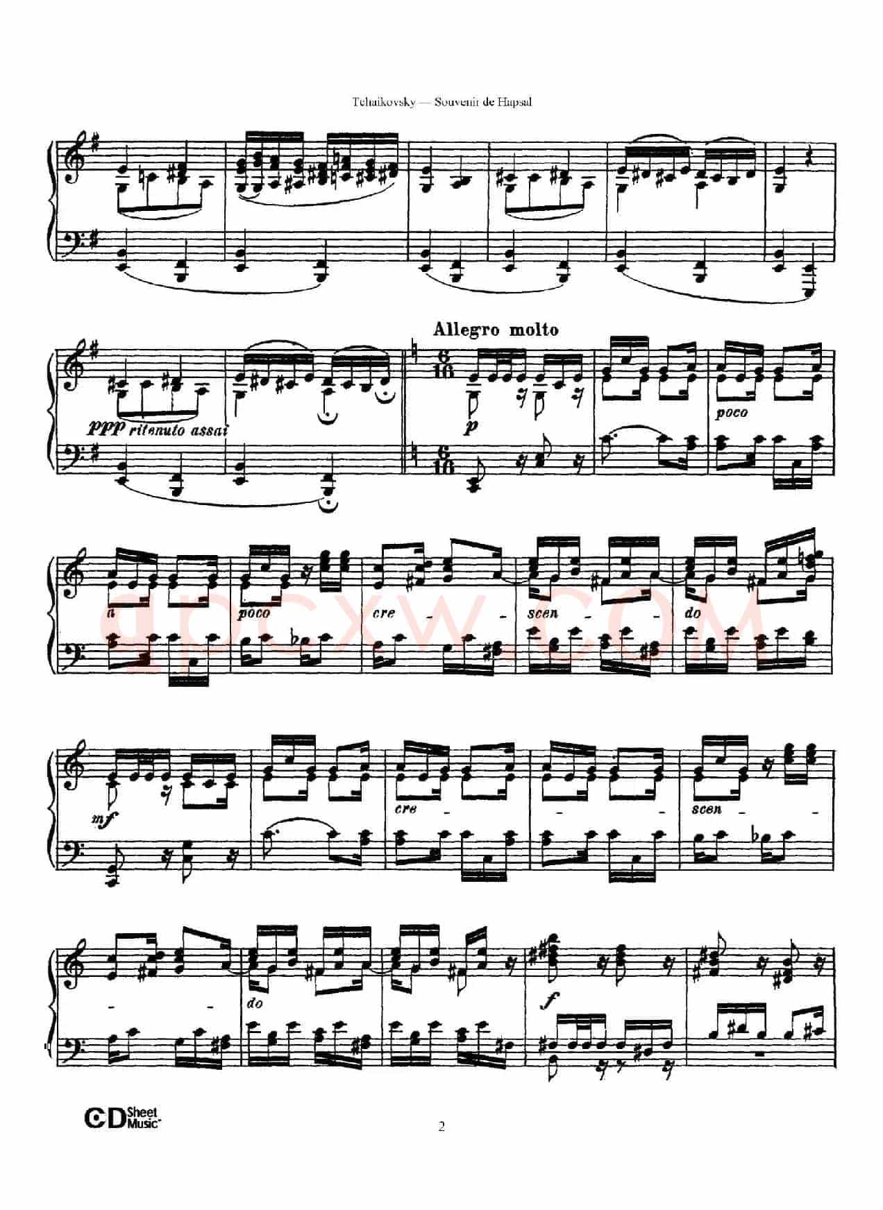 Souvenir de Hapsal Op.2（哈普萨的回忆·1）