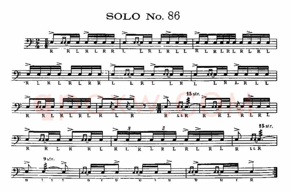 美国军鼓 SOLO No.86-90（爵士鼓谱）