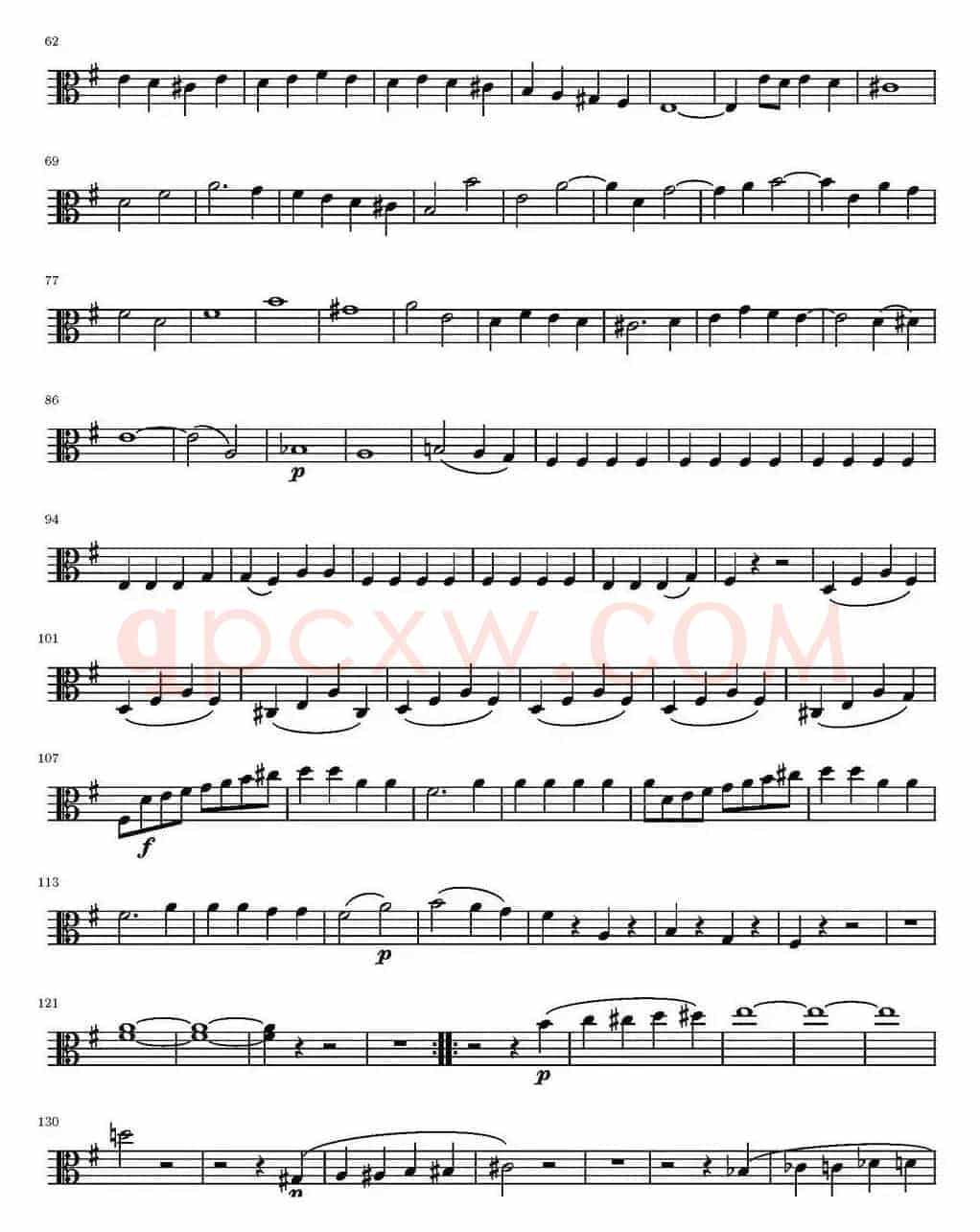 String Quartet KV.387（弦乐四重奏中提琴分谱）