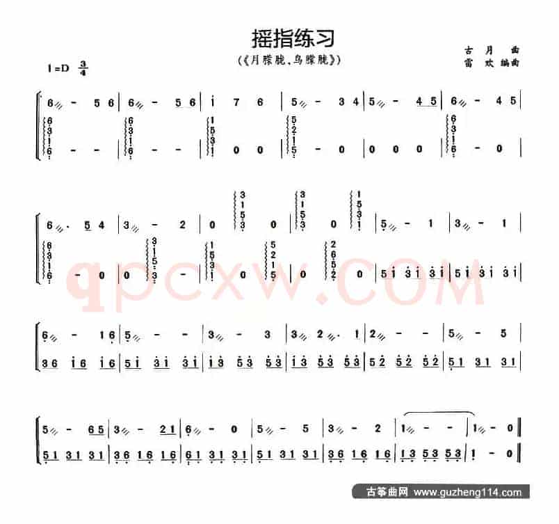 古筝摇指练习（《月朦胧，鸟朦胧》）
