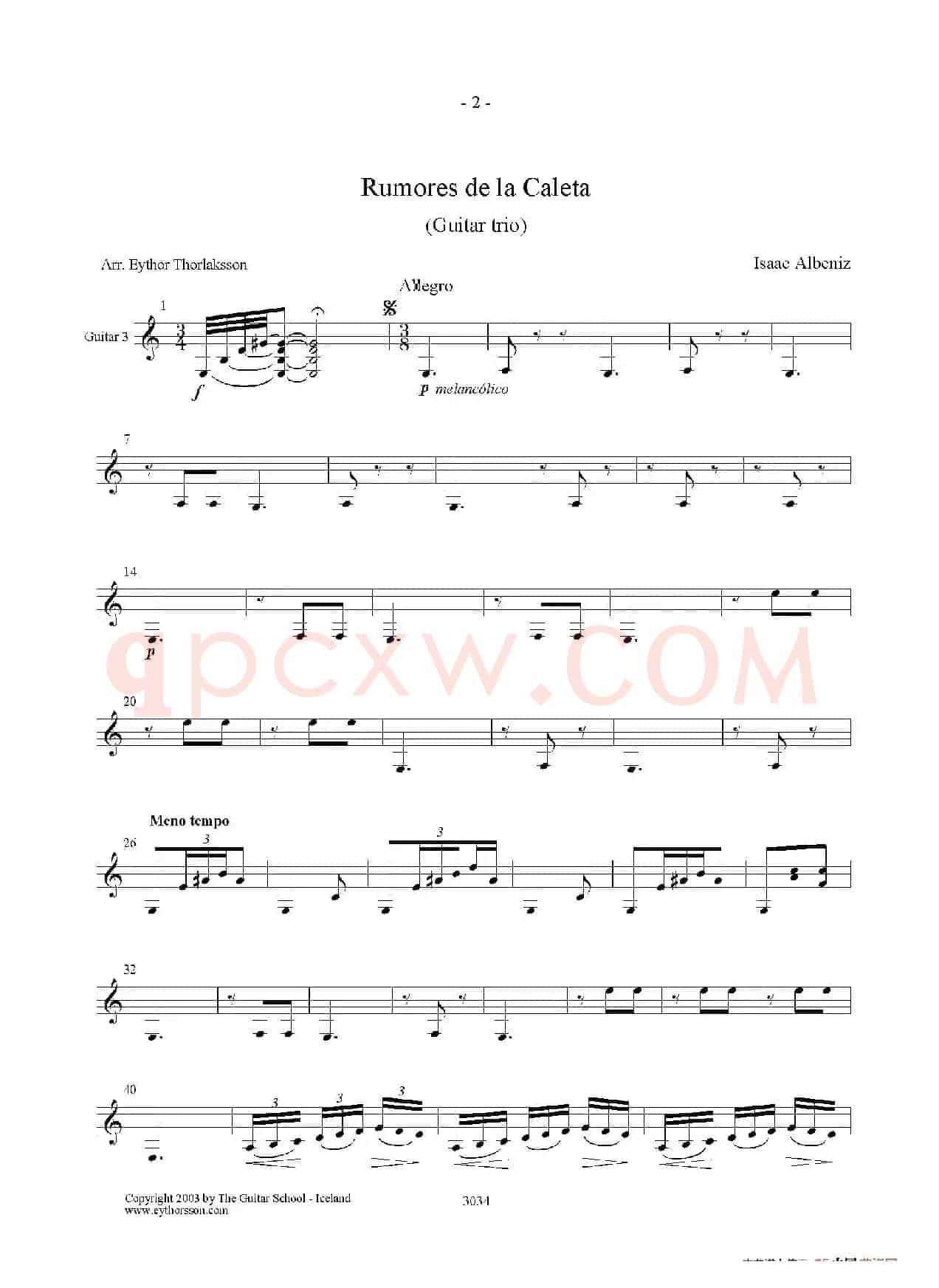 Rumores de la Caleta(Guitar TRIO)（古典吉他）