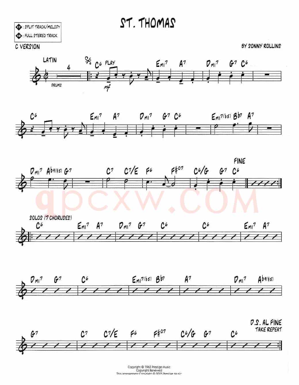 ST. THOMAS（jazz系列萨克斯谱）