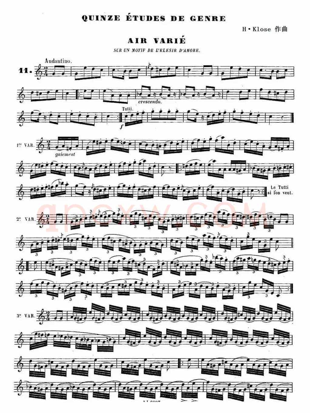 H·Klose练习曲（Quinze etudes de genre—11）
