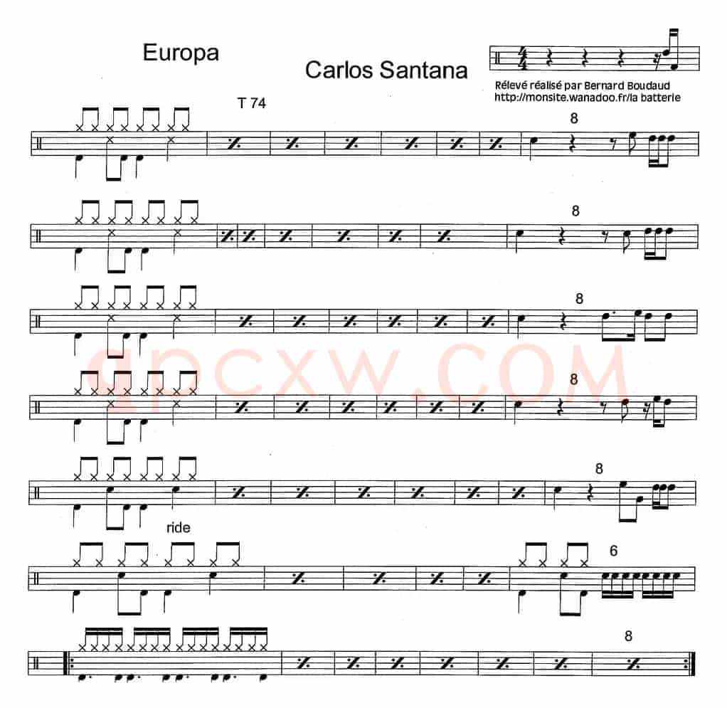 爵士鼓谱：Santana - Europa