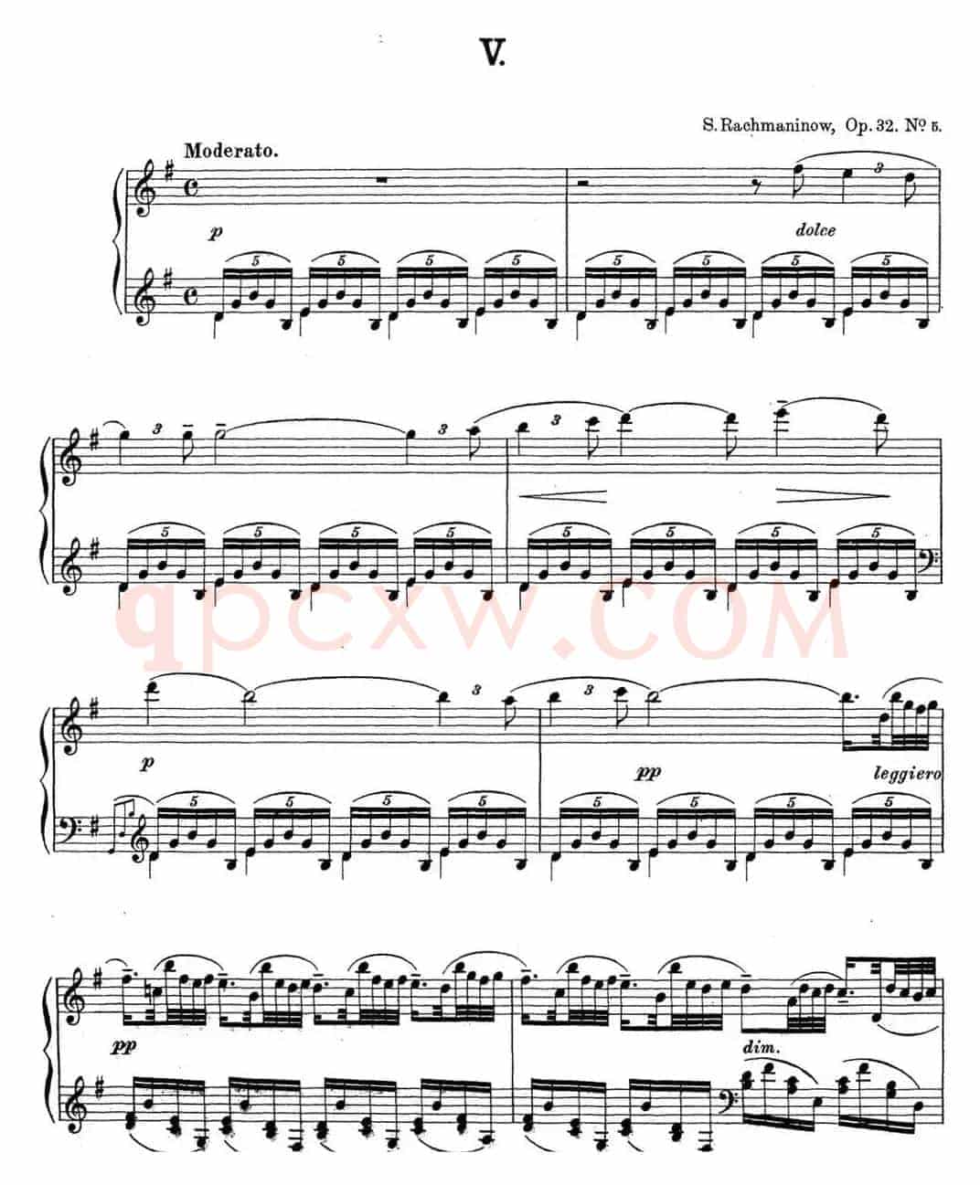 拉赫玛尼诺夫 钢琴前奏曲16 G大调 Op.32 No.5