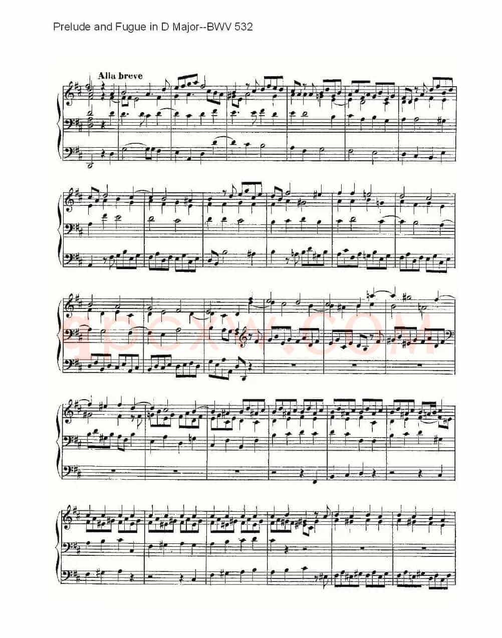 Prelude and Fugue in D Major--BWV 532 (管风琴谱)