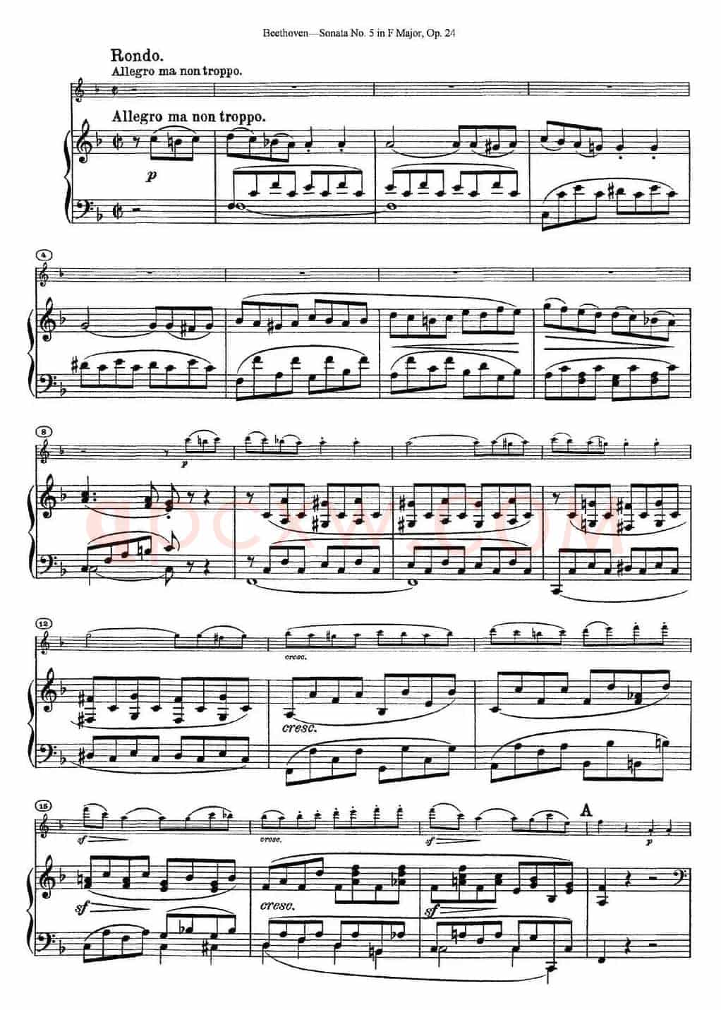 Violin Sonata No.5 in F Major Op.24（小提琴+钢琴伴奏）